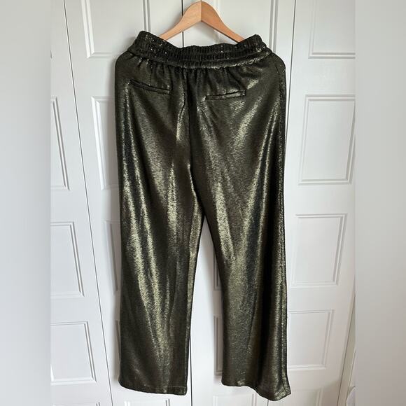 All Saints Charli Sequin Wide Leg Pant Olive Green Size 6 NWT - Picture 8 of 12